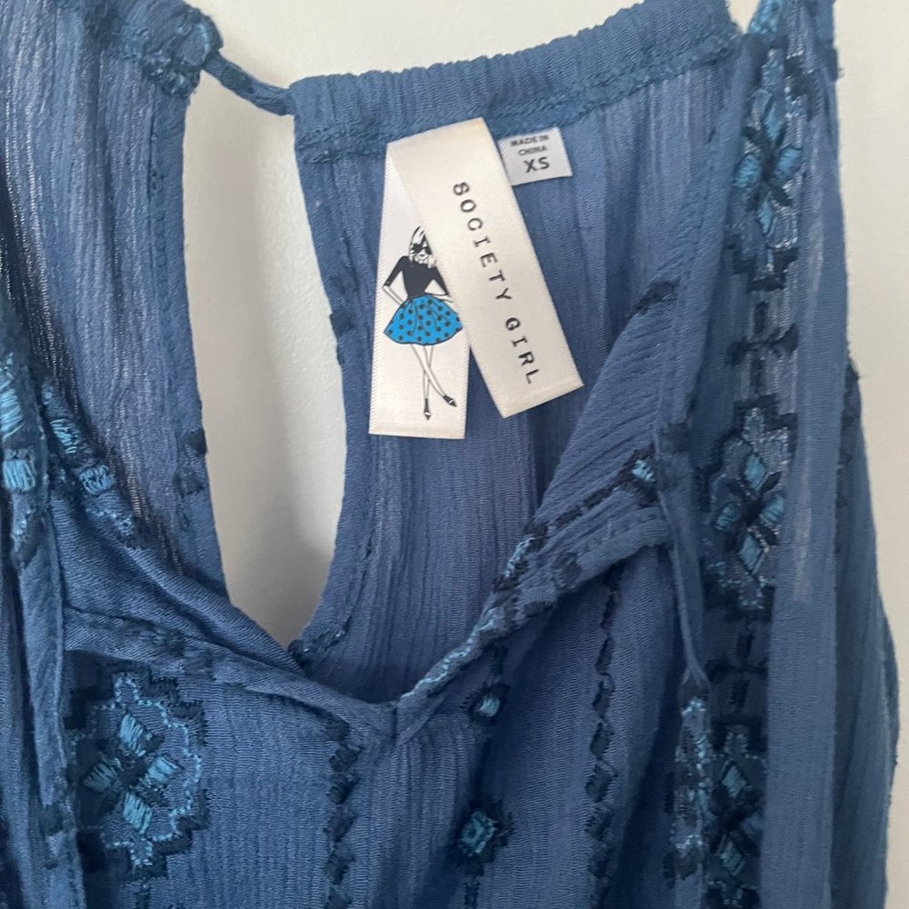 Boho Embroidered Tank Top with Tassels - Picture 2 of 2